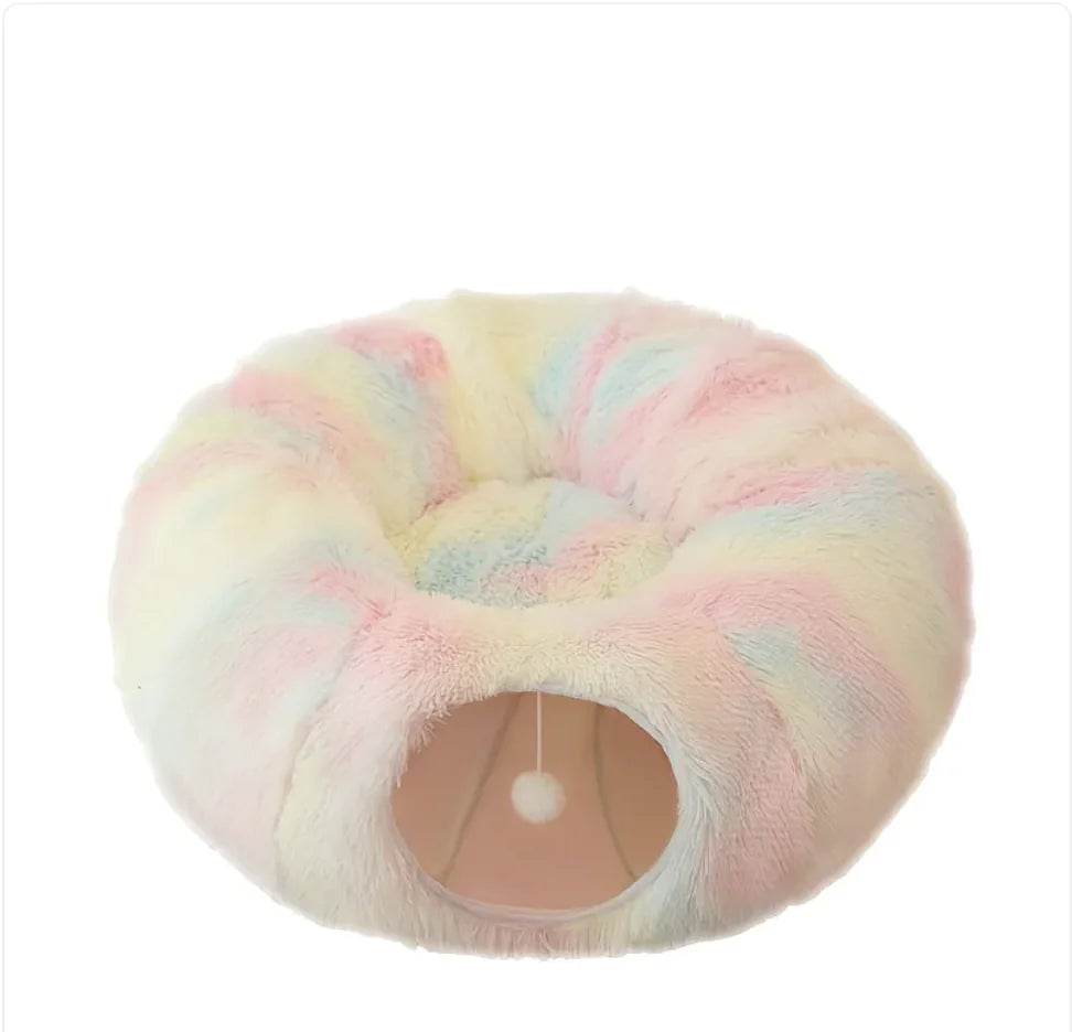 Foldable Cozy Plush Cat Tunnel and Nest