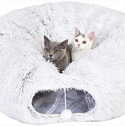 Foldable Cozy Plush Cat Tunnel and Nest