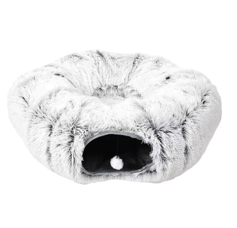 Foldable Cozy Plush Cat Tunnel and Nest